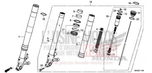 FOURCHETTE AVANT (CBR1000RR/RA) CBR1000RAG de 2016